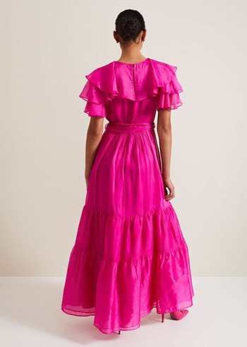 Phase Eight Mabelle Organza Dress Fuchsia USA | 7804932-TB